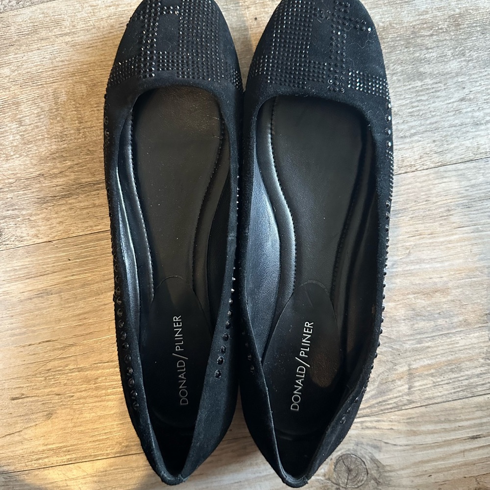 Donald J. Pliner Black Studded Flats